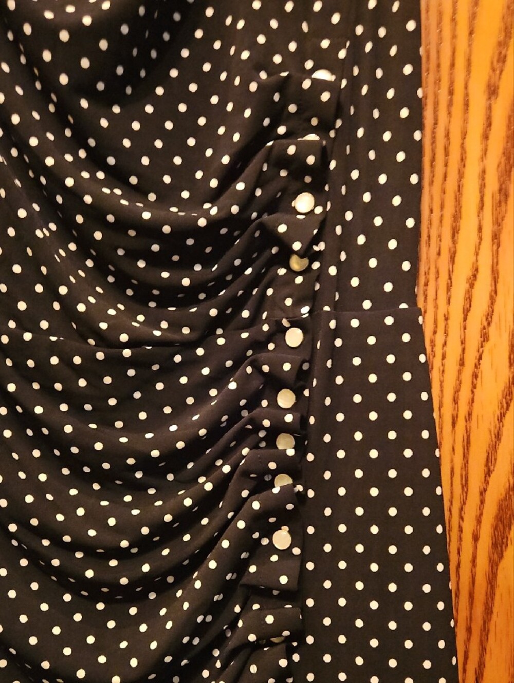 White House Black Market Black Midi Dress with White Polka Dots - Picture 2 of 5